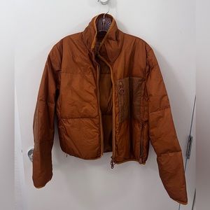 The Arrivals brown puffy cropped zip jacket size large